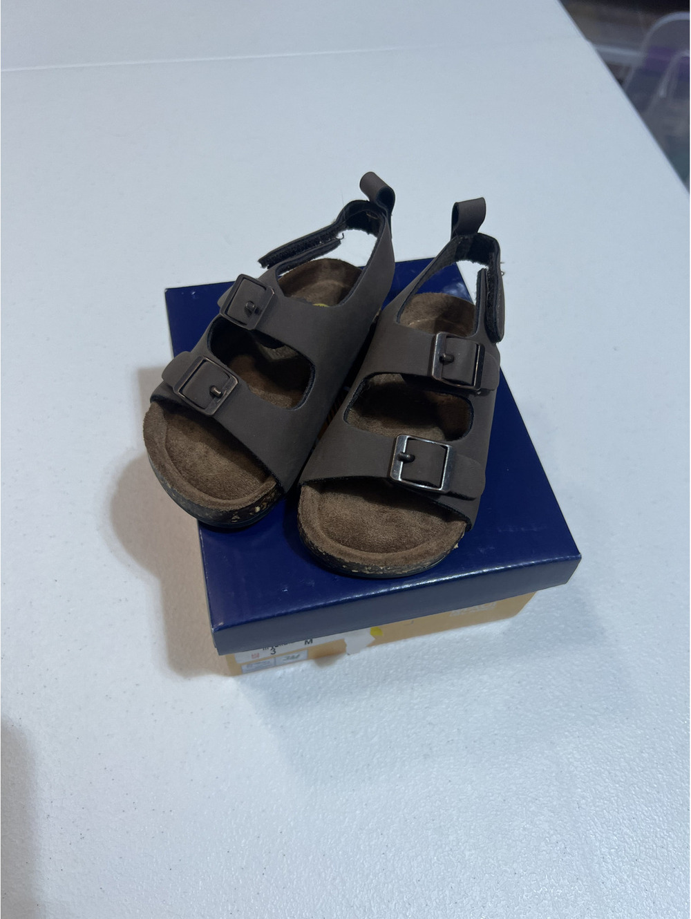 Maui Island Baby Boy Brown double buckle Sandal size 3 - with box